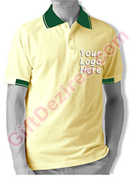 Designer Ivory and Green Color Mens Logo T Shirts
